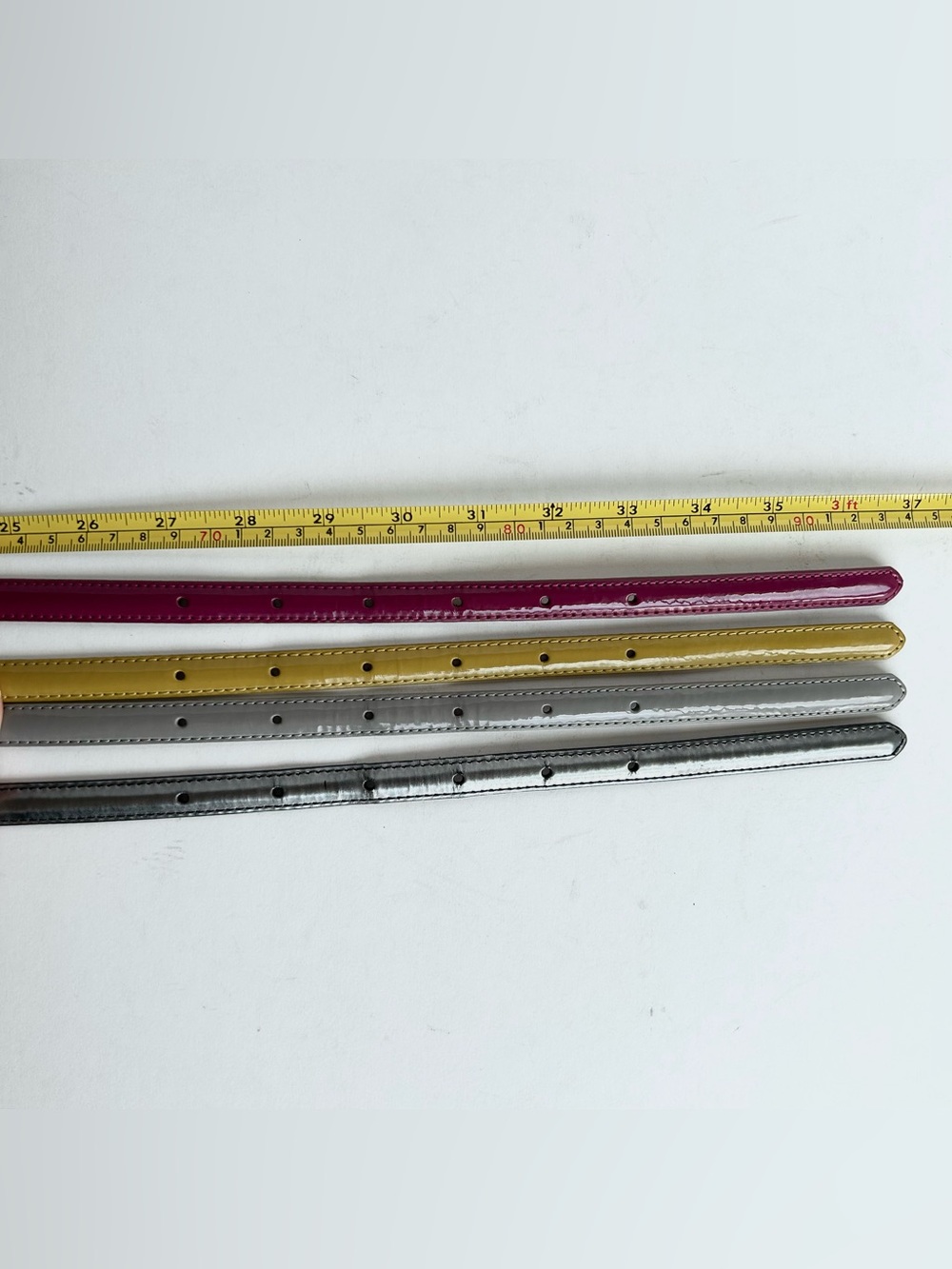 4 X Uniqlo lacquered leather skinny belt - Picture 8 of 10
